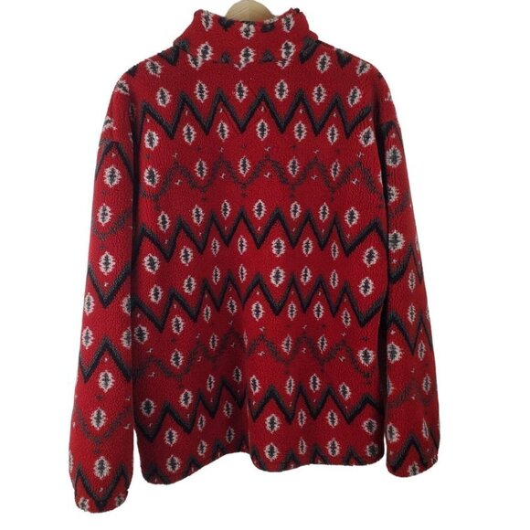 Tsunami 1/2 Zip Fleece Pullover Shirt Men Medium Red Black Aztec Chevron Outdoor - Picture 2 of 16